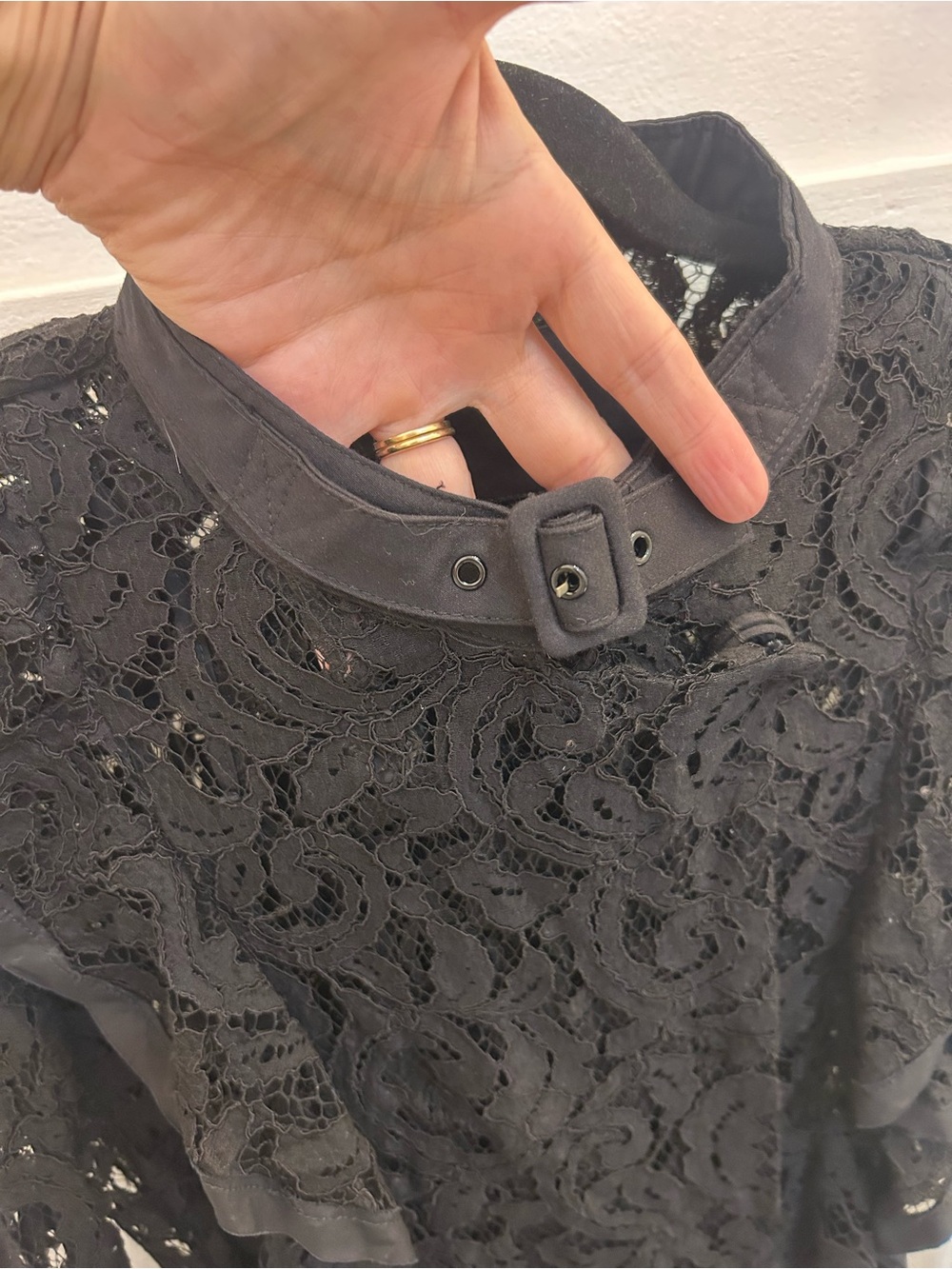 Victorian-style Gothic Lace Long-Sleeve Belted Double-breasted Jacket - Picture 6 of 10